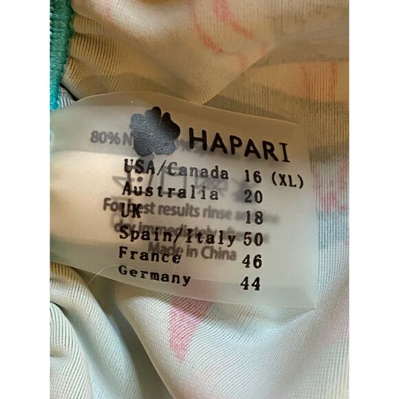Women's Hapari Swim Bathing Suit TOP (only) 16 turq w Pink . Side rouching EUC - Picture 13 of 15